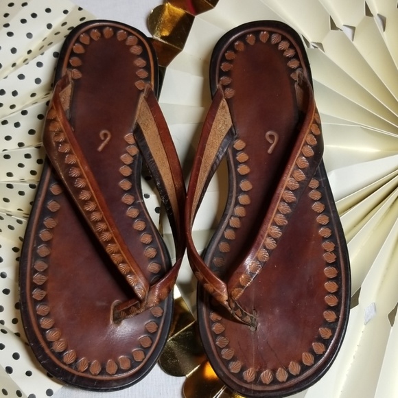 Vintage Shoes - Vintage Handmade Leather Sandals size 6